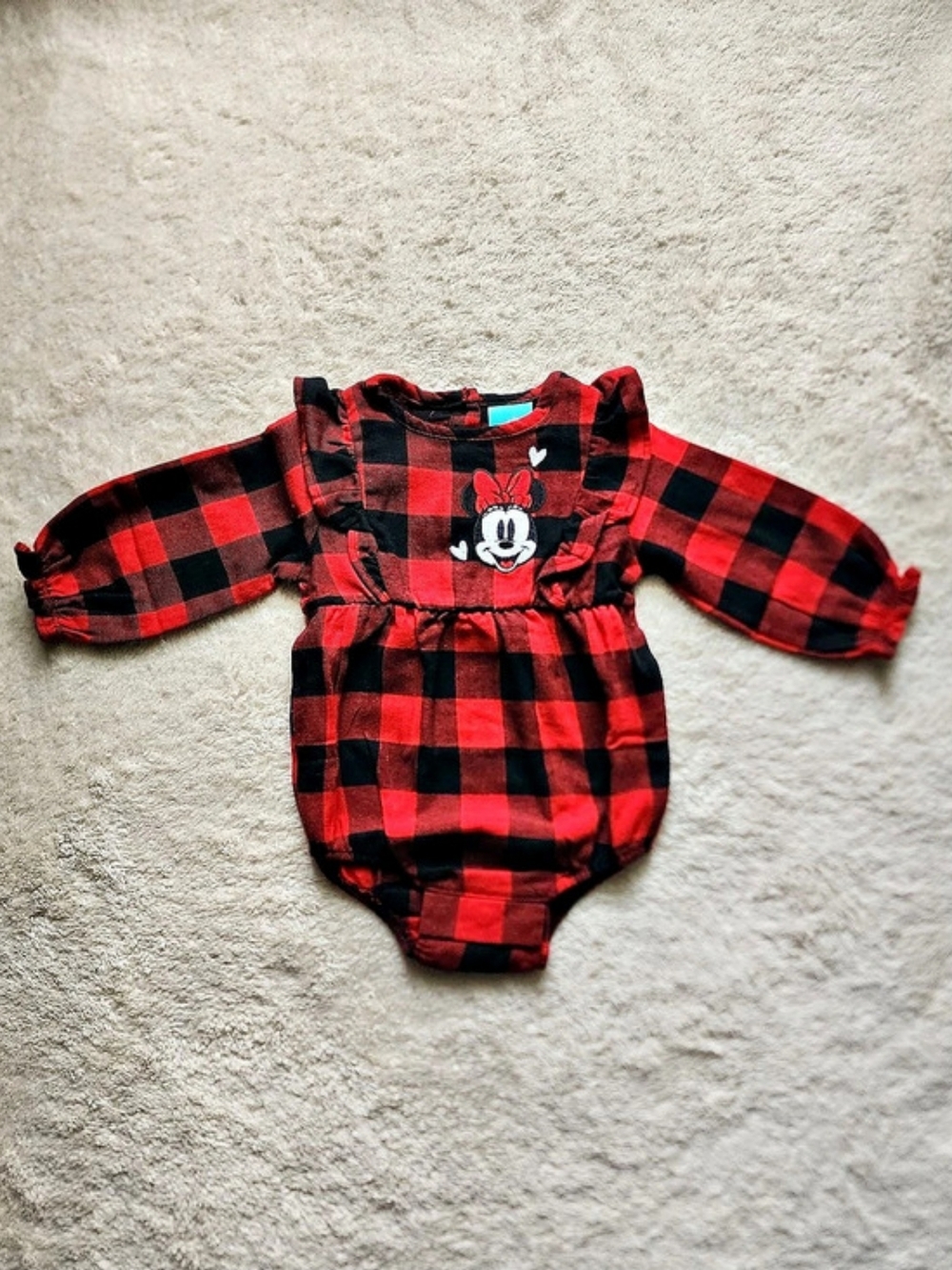 Disney Baby Minnie Mouse Plaid Bodysuit Romper 3-6M